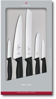 Victorinox Swiss Classic Küchenmesser-Set, schwarz, 5-teilig