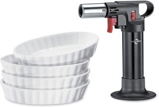 Küchenprofi Creme Brulée-Set Eco 5-teilig mit Flambierbrenner und Förmchen
